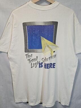 Rare Vintage UK Stock Exchange Hanes White Single Stitch Tee sz L